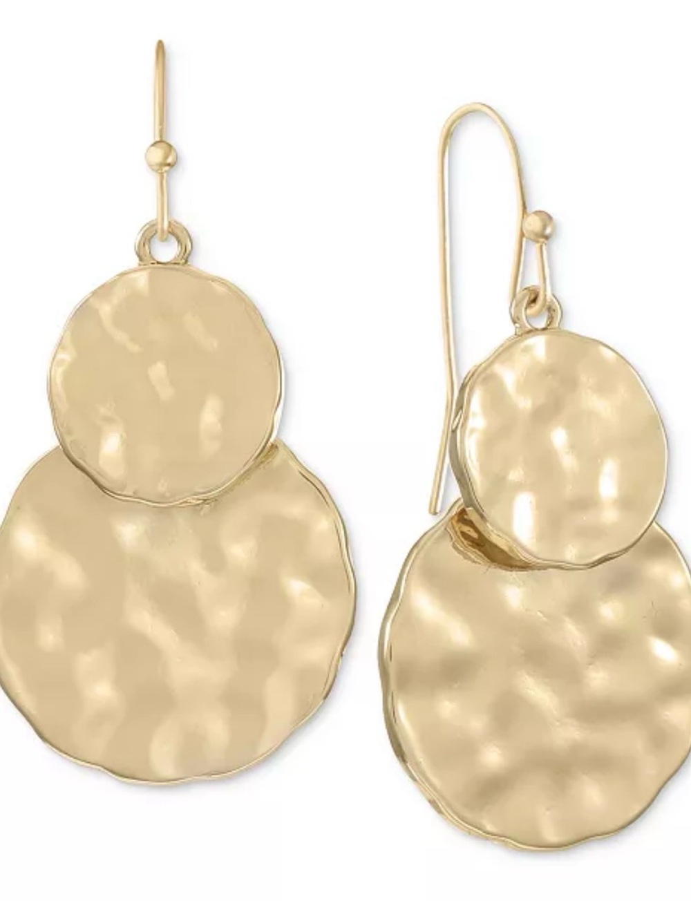 Style and Co. from Macys Gold-Tone Double Hammered Disc Drop Earrings - Picture 8 of 9